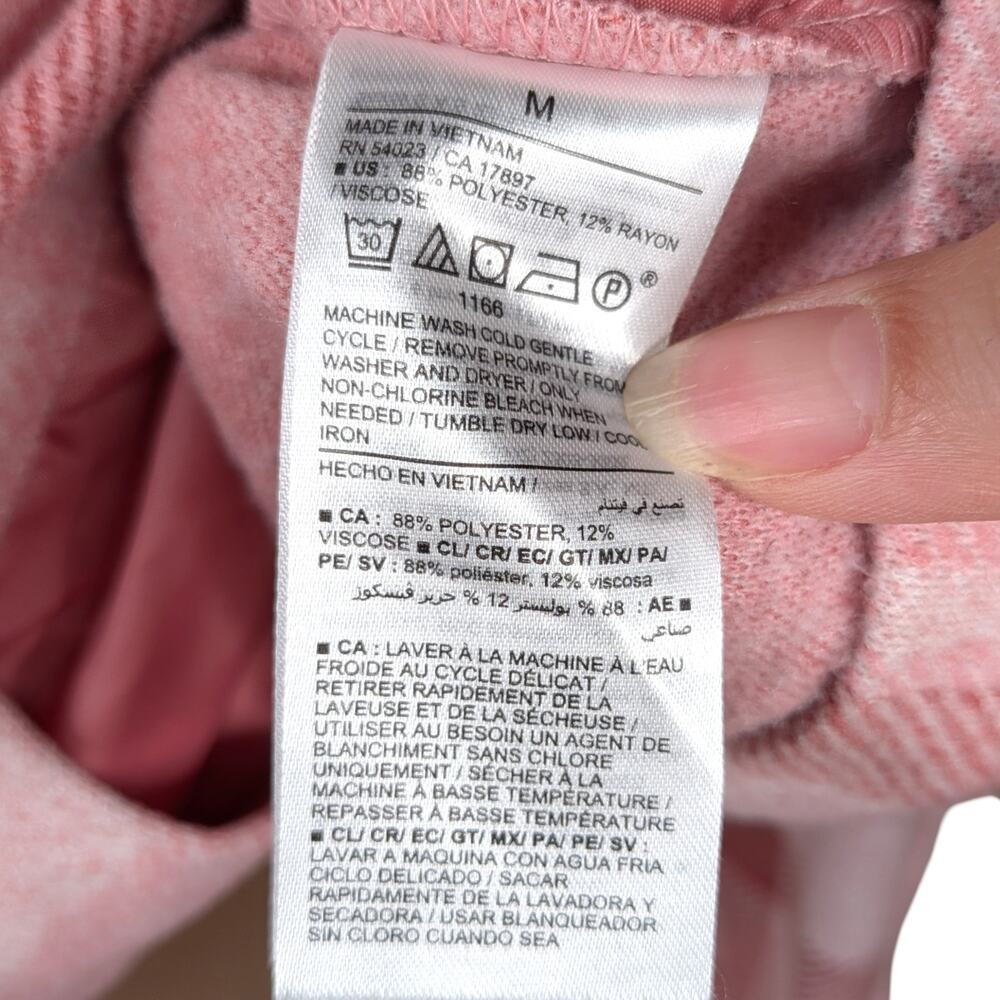 Old Navy Pink Plaid Relaxed Shirt Jacket Full Zip Cropped Utility Shacket M - Picture 12 of 12